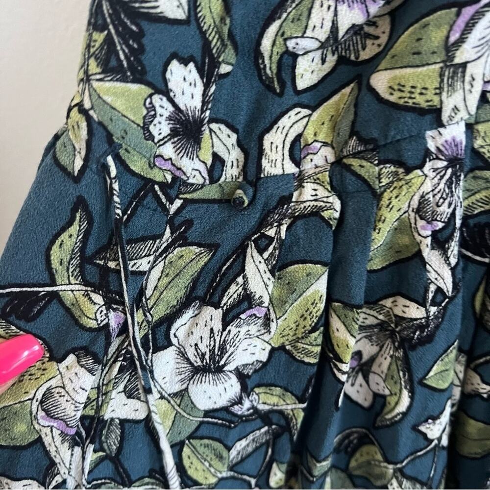 Free People Floral Green Mini Dress Tunic Top XS - Picture 7 of 10